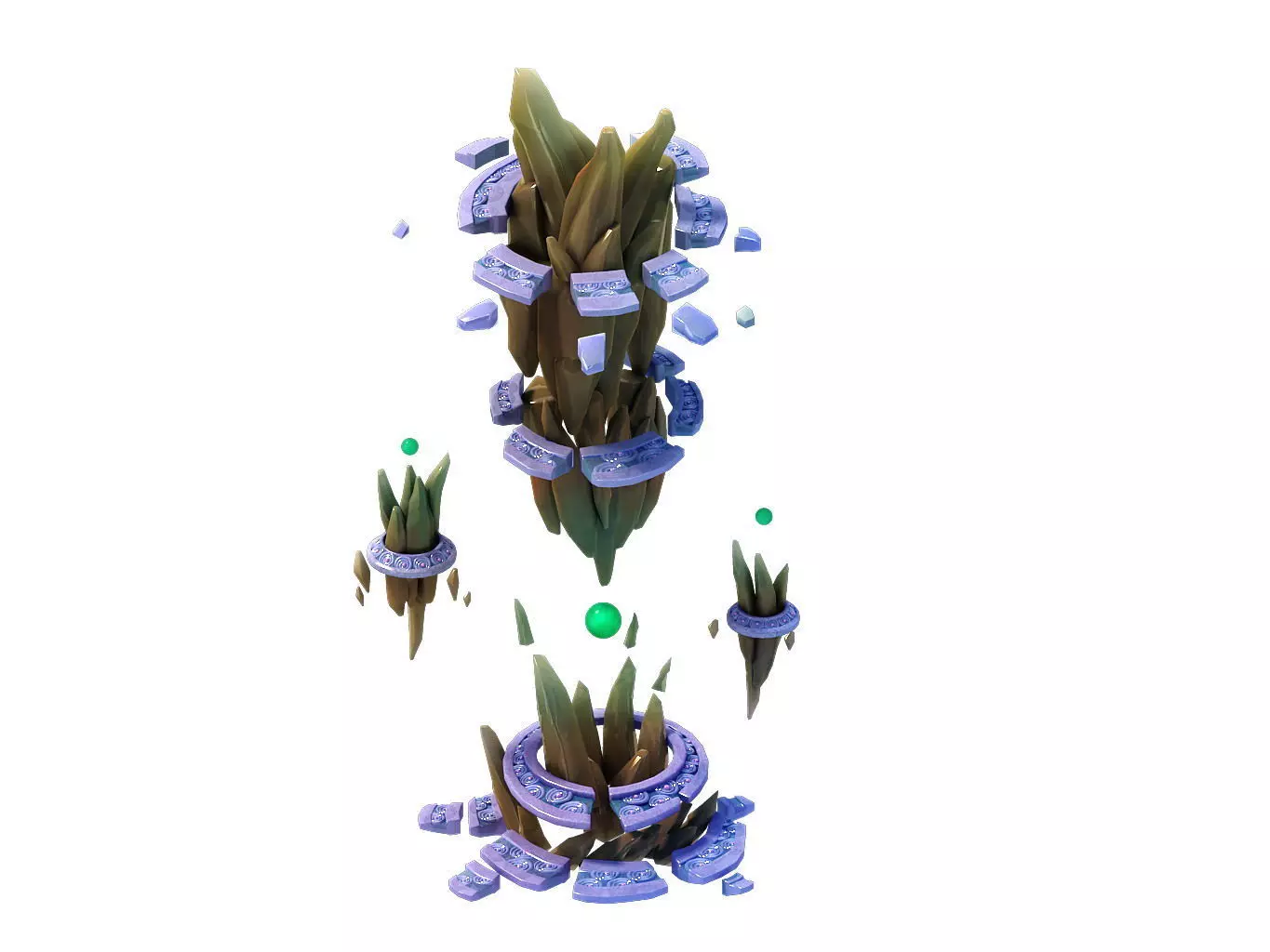 Game Model - broken prominent rock pillars 3D model_0