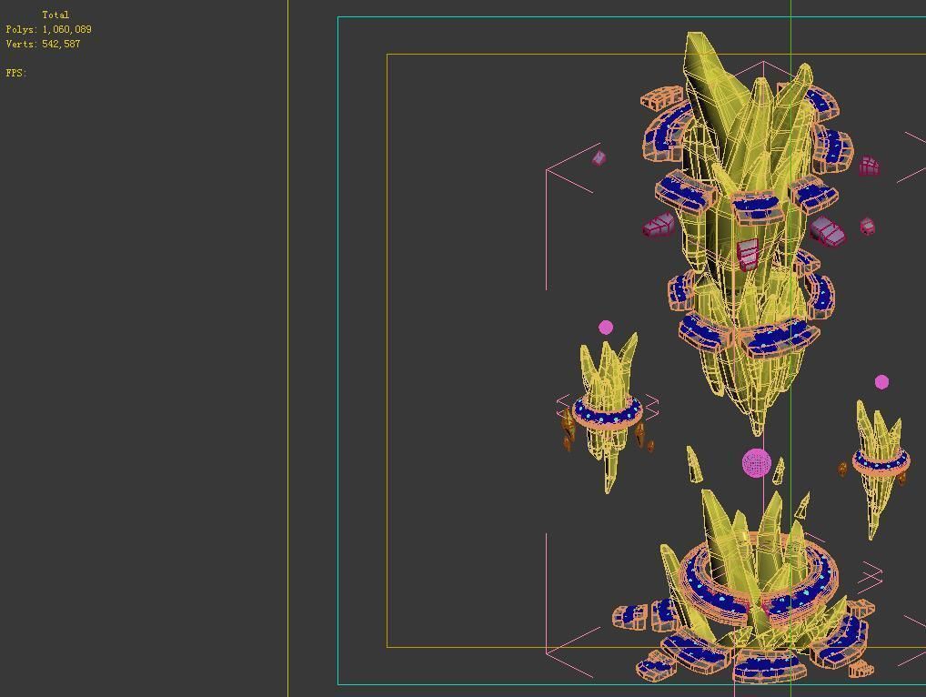 Game Model - broken prominent rock pillars 3D model_3