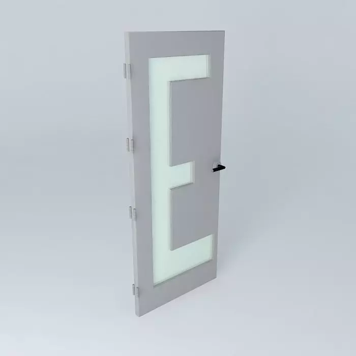 Very detail door with glass Free 3D model_0