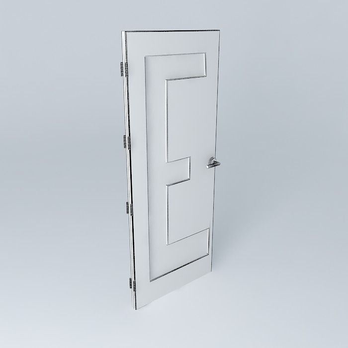 Very detail door with glass Free 3D model_3