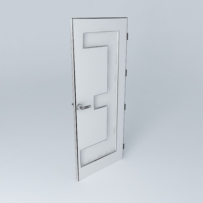 Very detail door with glass Free 3D model_4