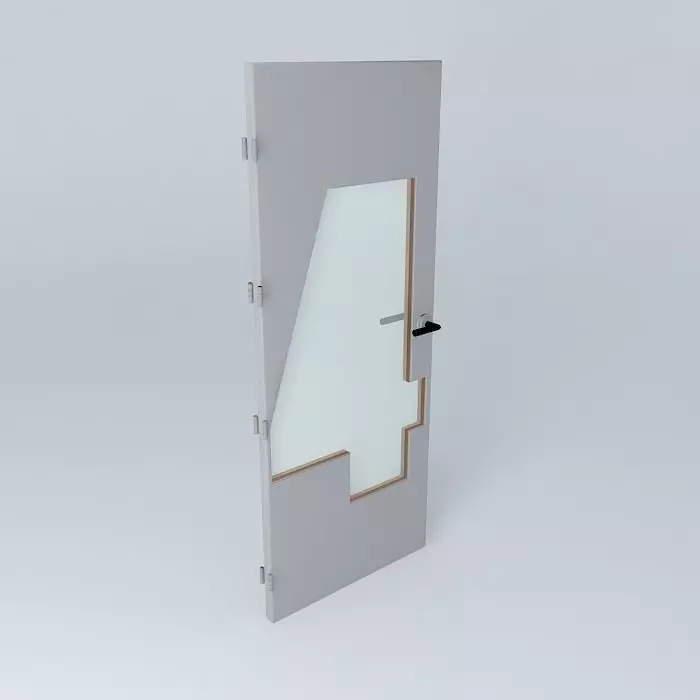 3D door with glass Free 3D model_0