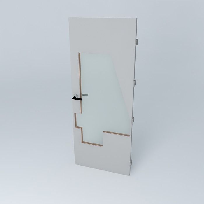 3D door with glass Free 3D model_1