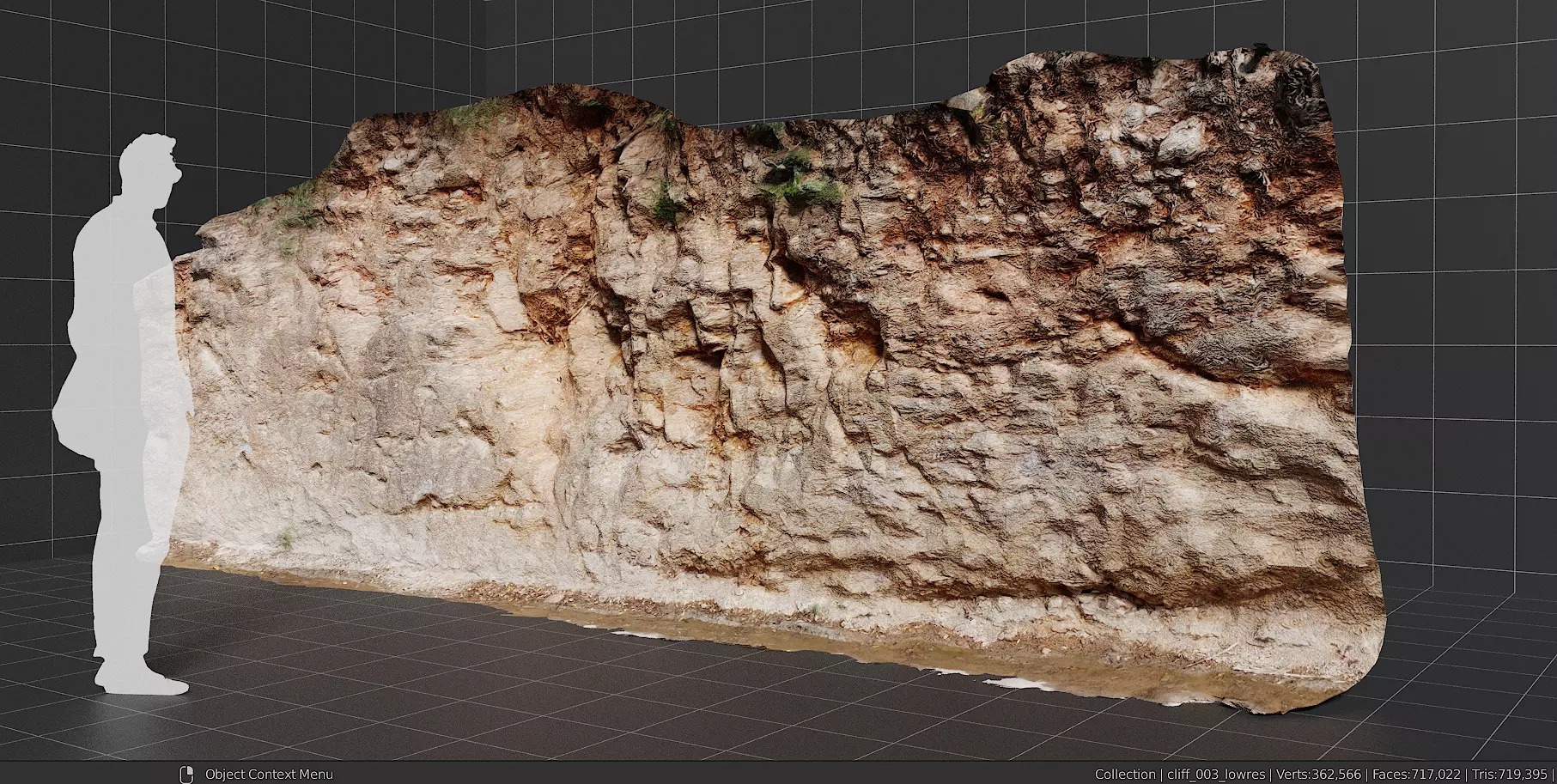 3d scanned cliff 003 Low-poly 3D model_0