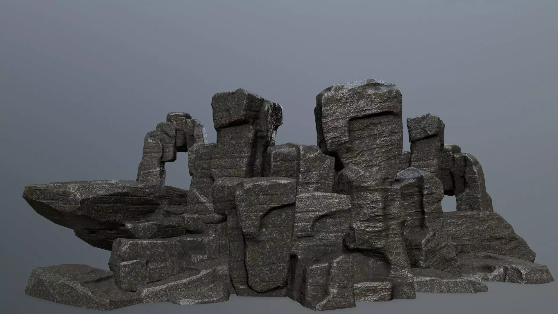 Rock Set Low-poly 3D model_0