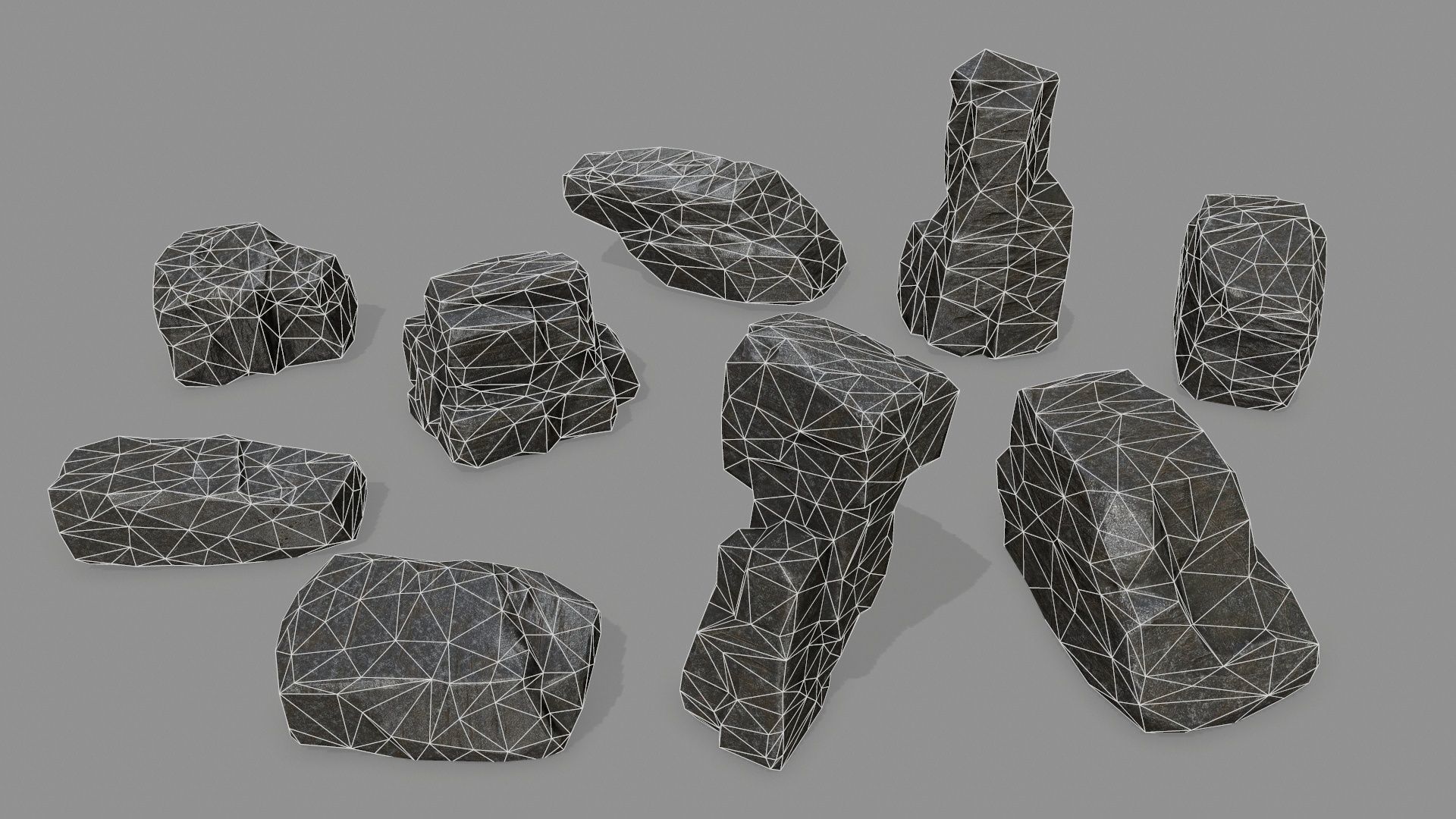 Rock Set Low-poly 3D model_2