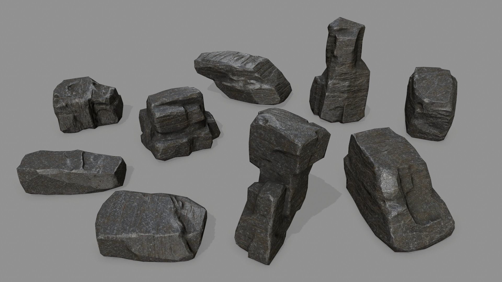 Rock Set Low-poly 3D model_1