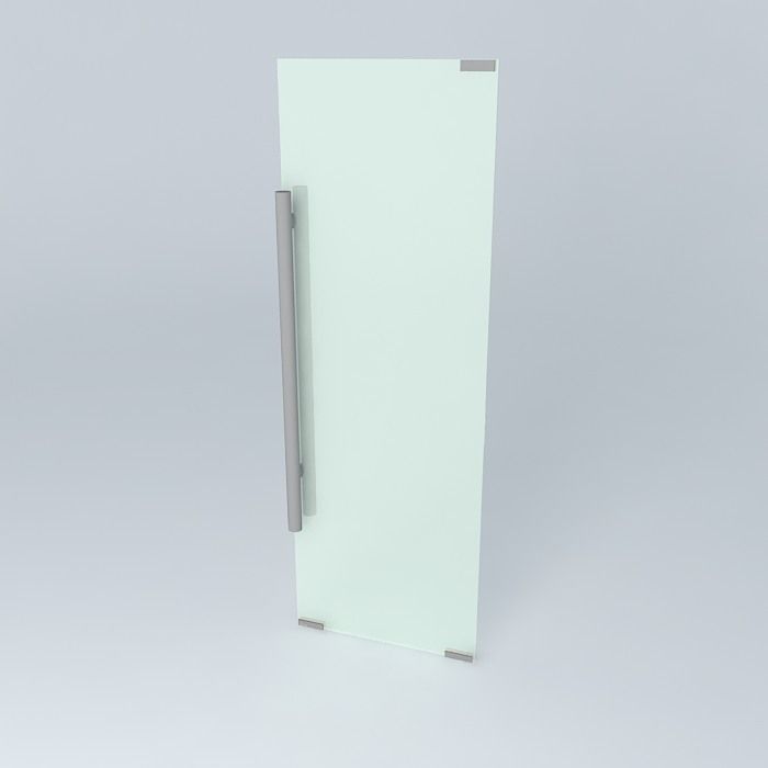 GLASS DOOR with glass, lock and hinger. Free 3D model_1