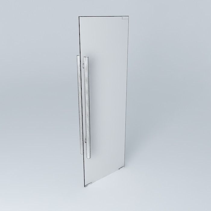 GLASS DOOR with glass, lock and hinger. Free 3D model_4