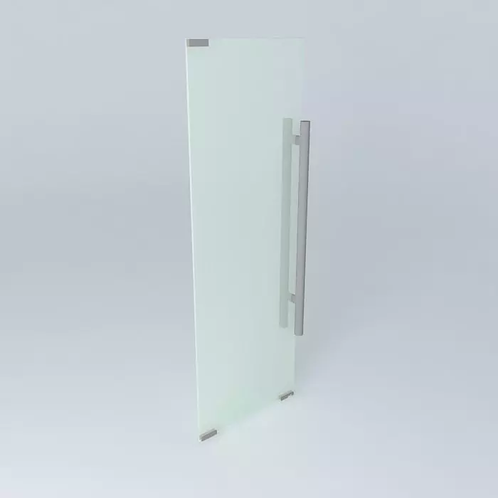 GLASS DOOR with glass, lock and hinger. Free 3D model_0