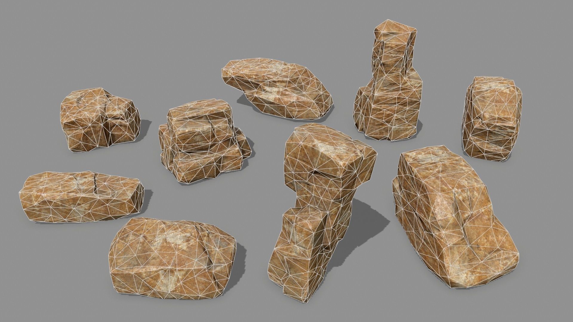 Rock Set Low-poly 3D model_2