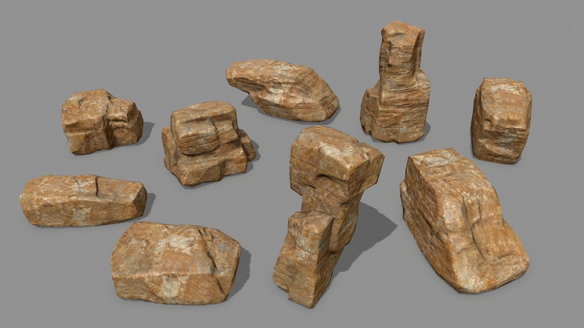 Rock Set Low-poly 3D model_1