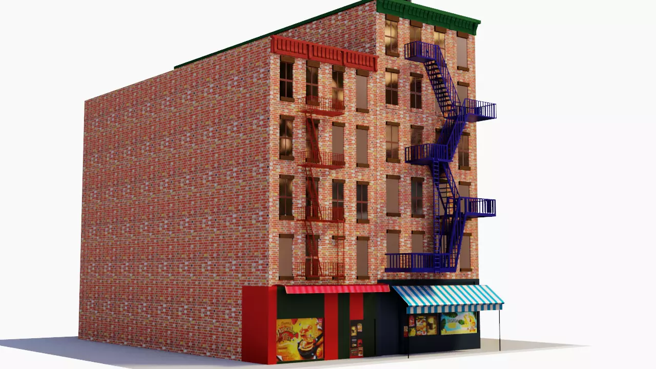 Chicago Brick Building Low-poly 3D model