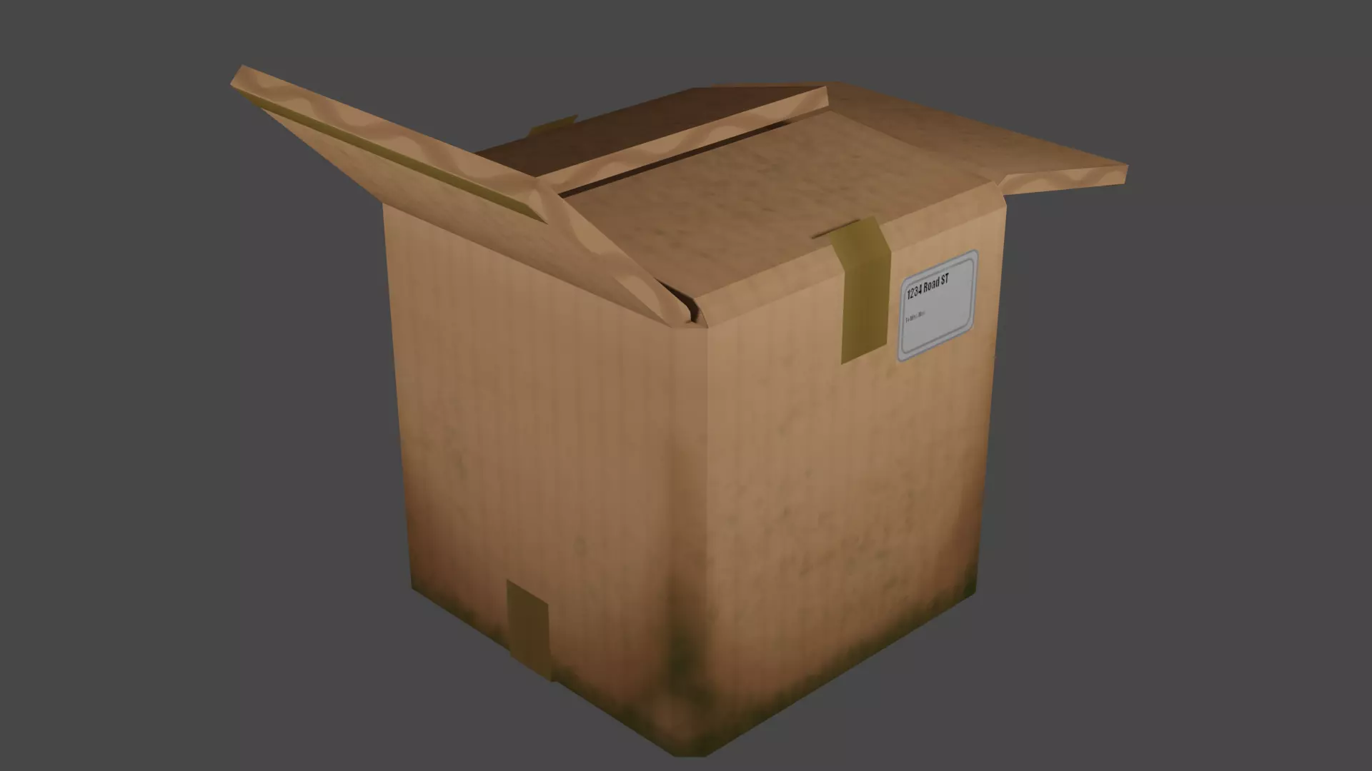 realistic stylized cardboard box Low-poly 3D model_0