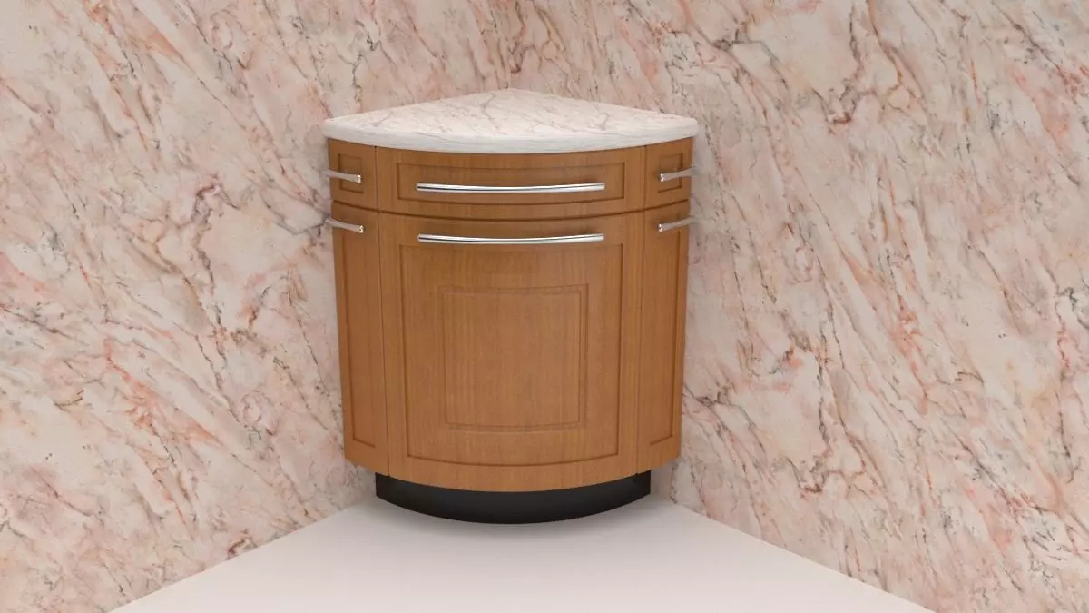 Curved Kitchen Unit with Marble worktop Free low-poly 3D model