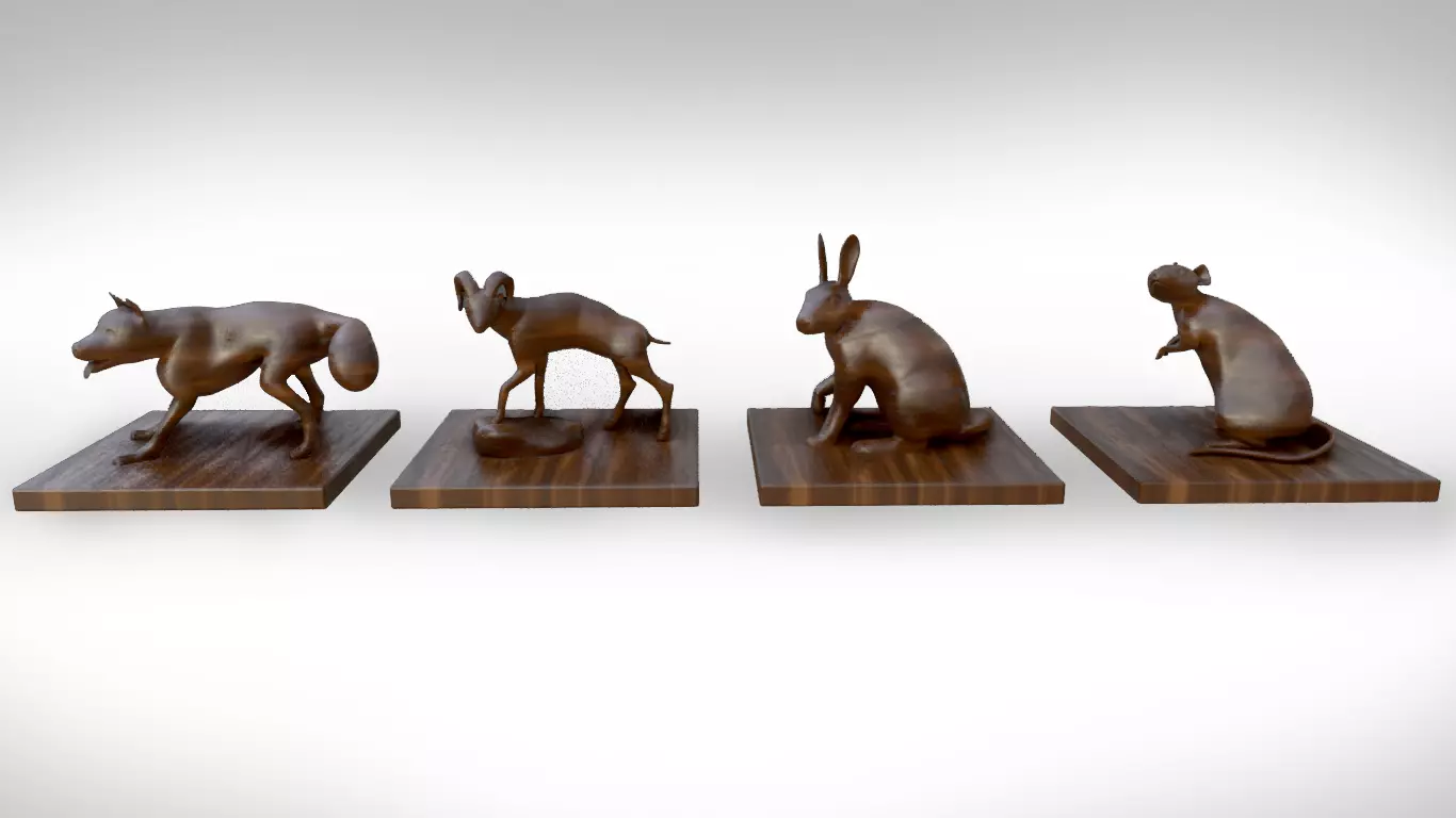 Interior Decoration Animal Set Free 3D model_0