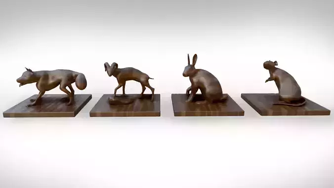 Interior Decoration Animal Set Free 3D model