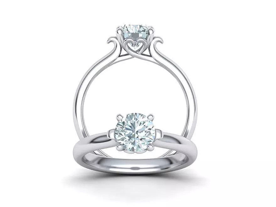 Own design Art-deco Engagement ring with 1ct stone 3D print model