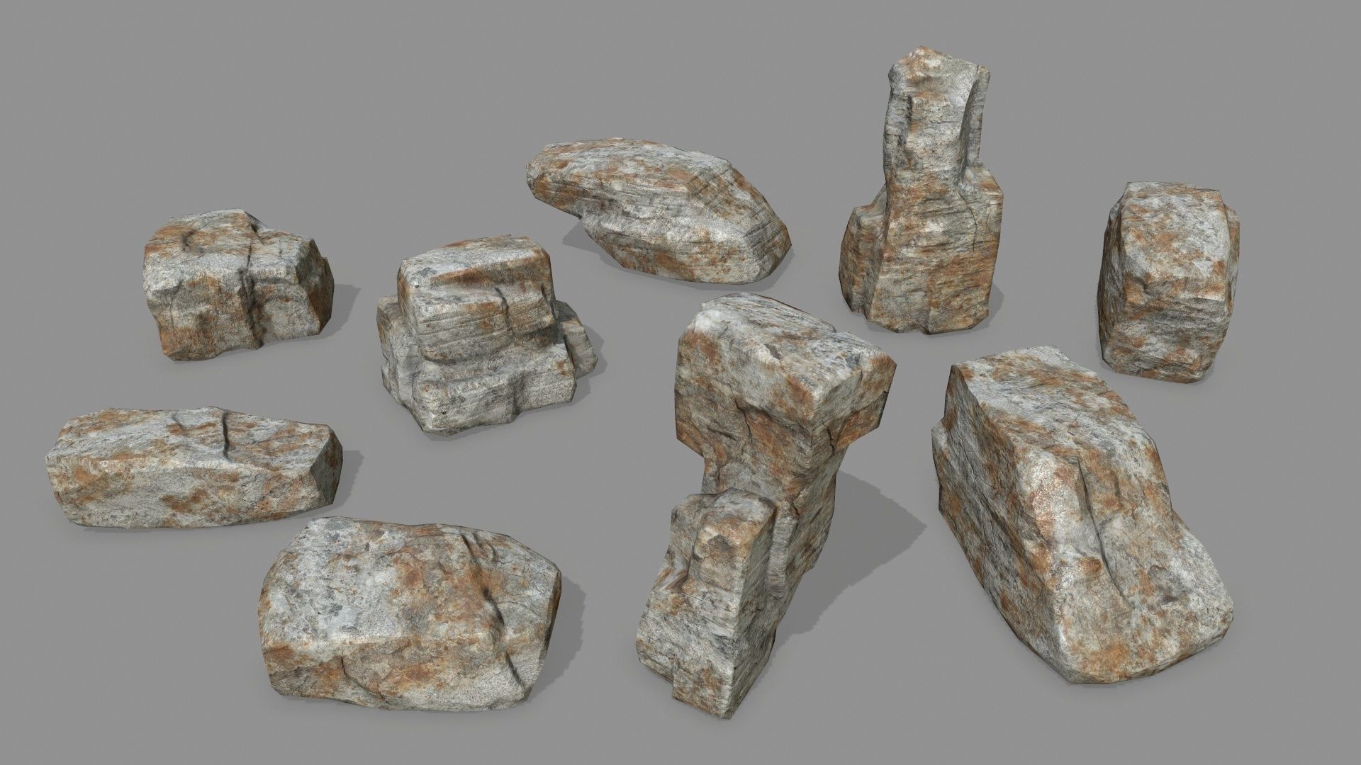 Rock Set Low-poly 3D model_1