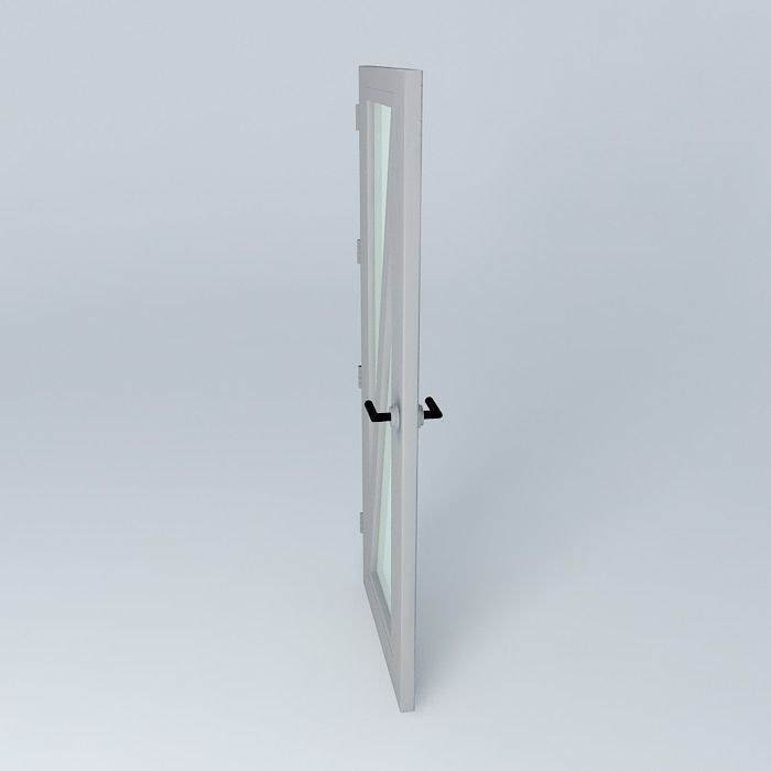3D door very detail with glass, lock and hinger. Free 3D model_2
