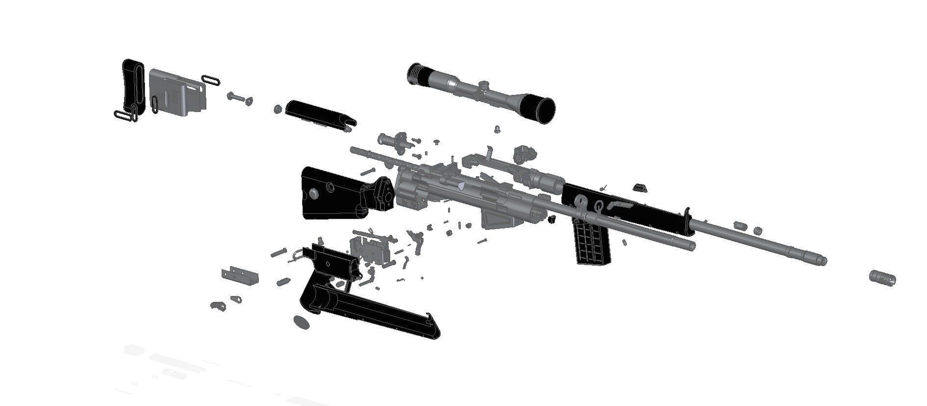 MSG-90 sniper rifle 3D model_2