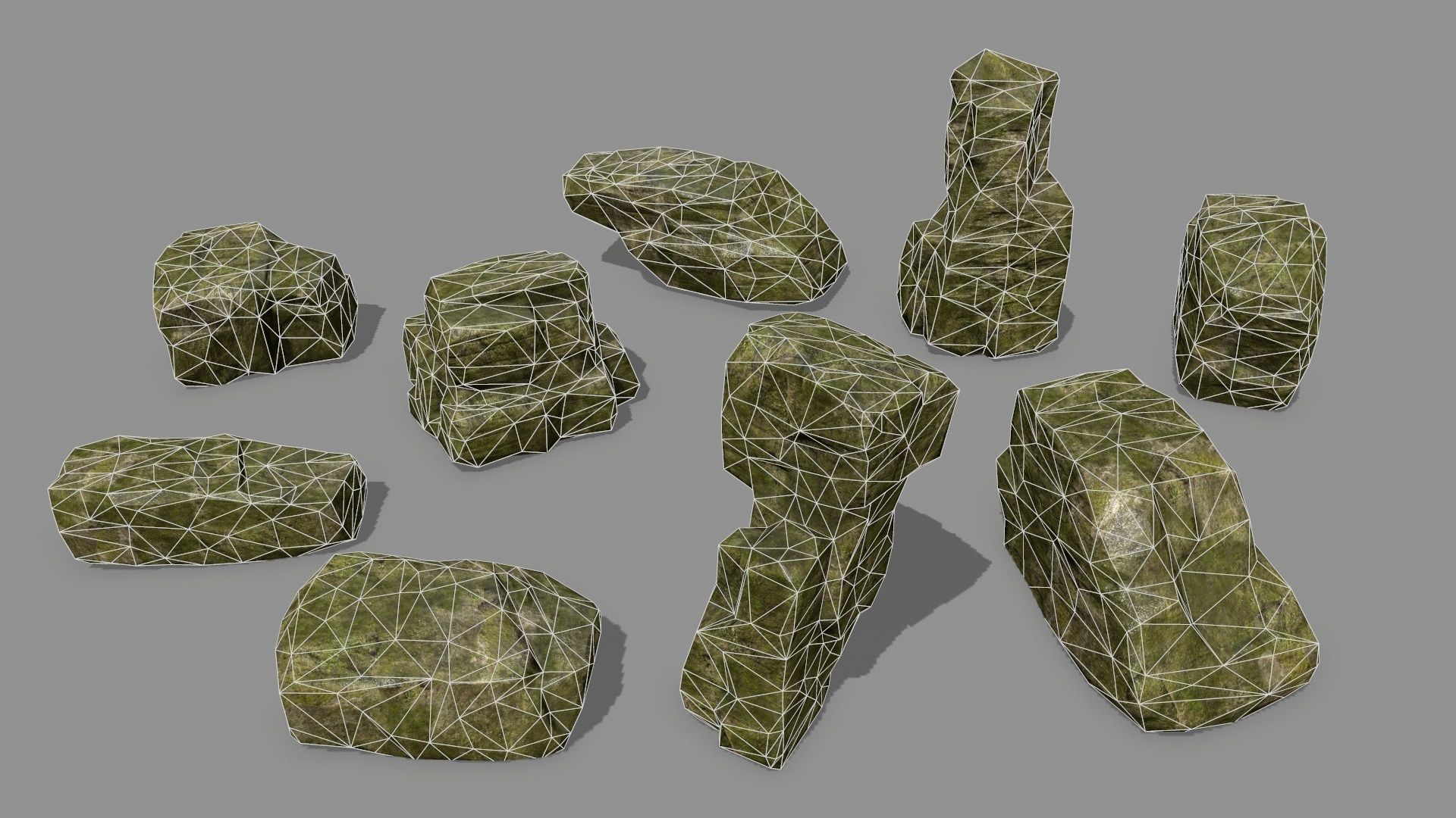 Rock Set Low-poly 3D model_2