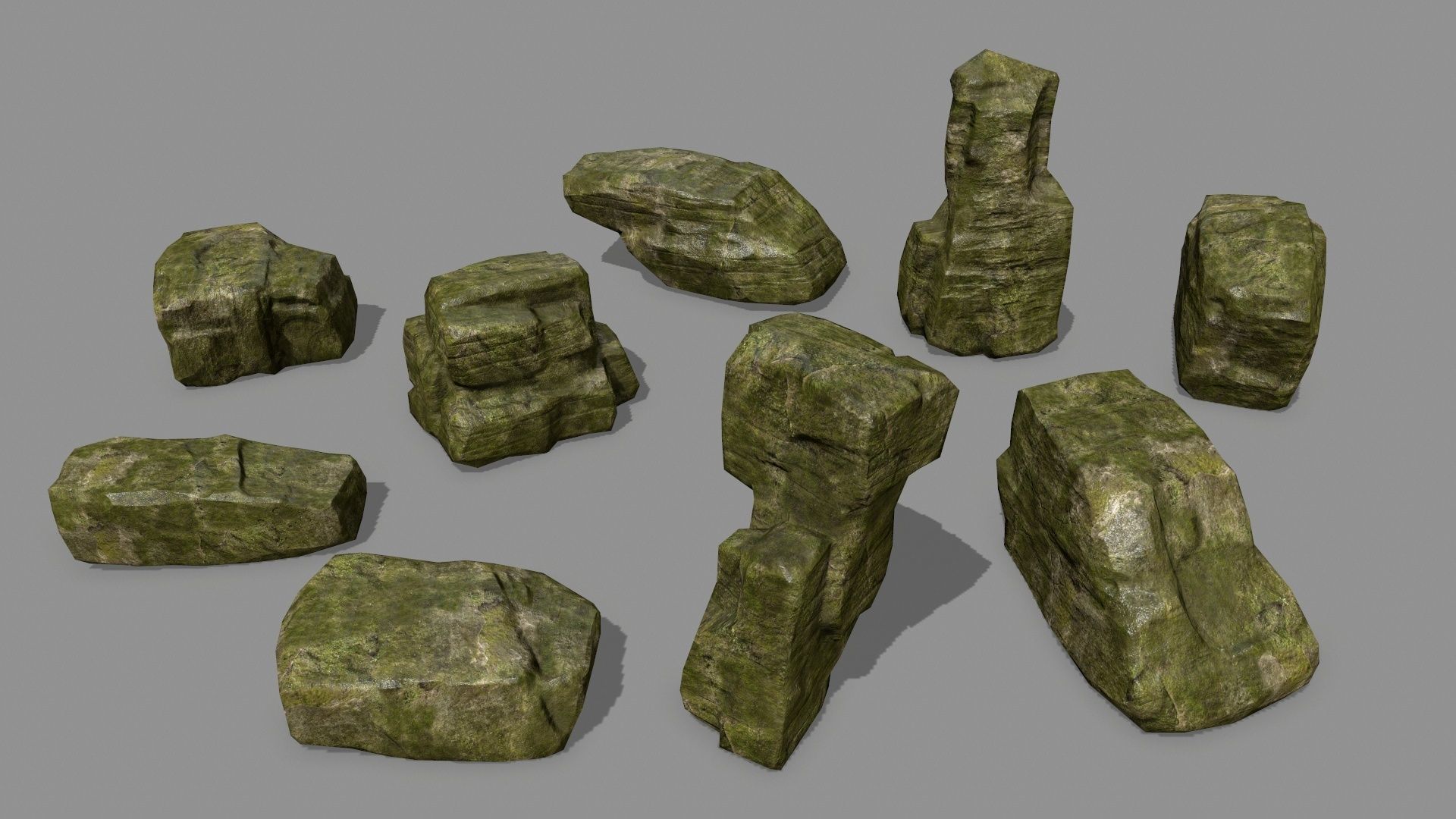 Rock Set Low-poly 3D model_1