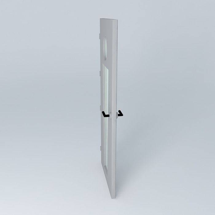 3D door very detail with glass, lock and hinger. Free 3D model_2