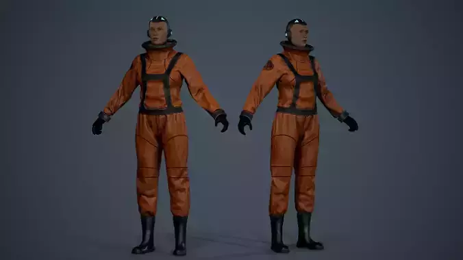 Space X Game Ready man in orange suit Low-poly 3D model
