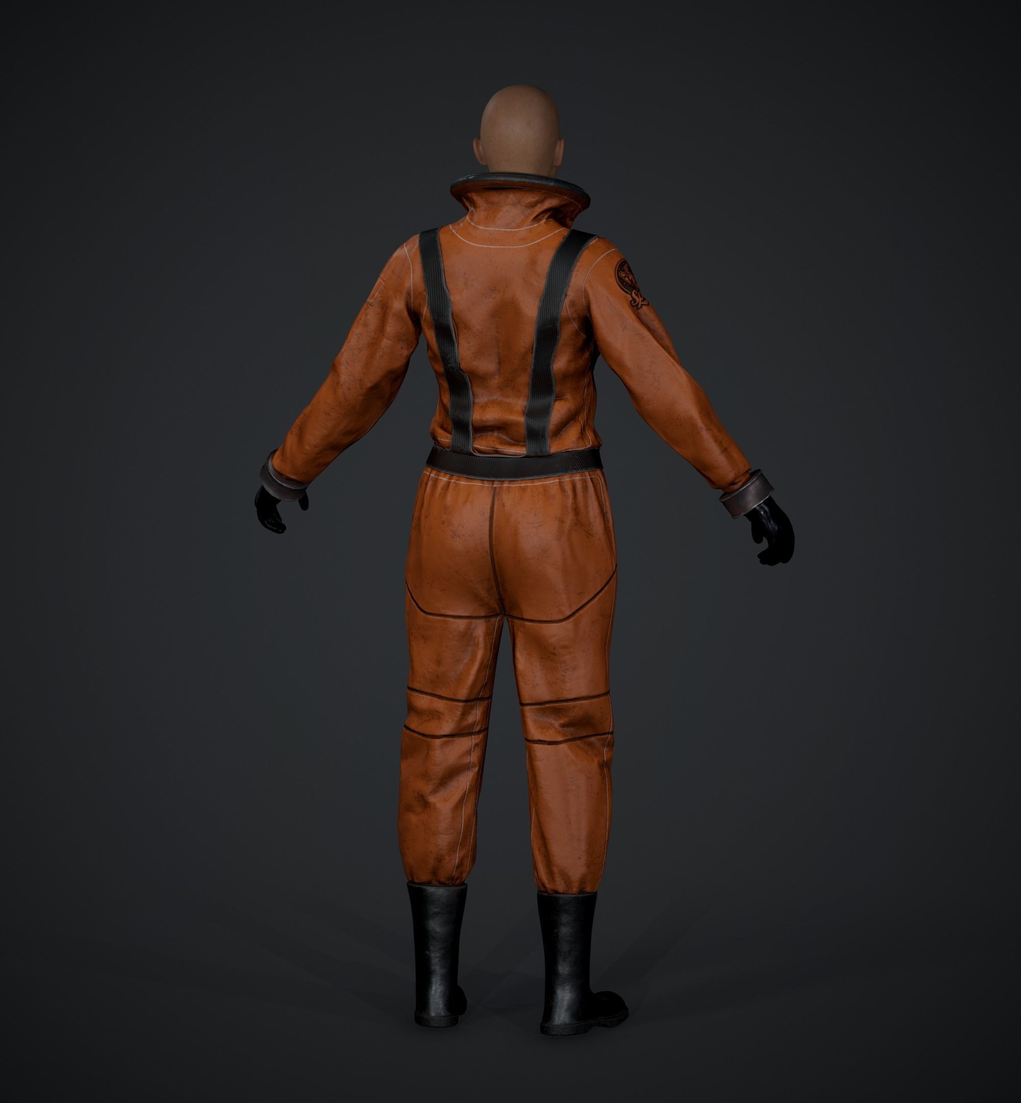 Space X Game Ready man in orange suit Low-poly 3D model_19
