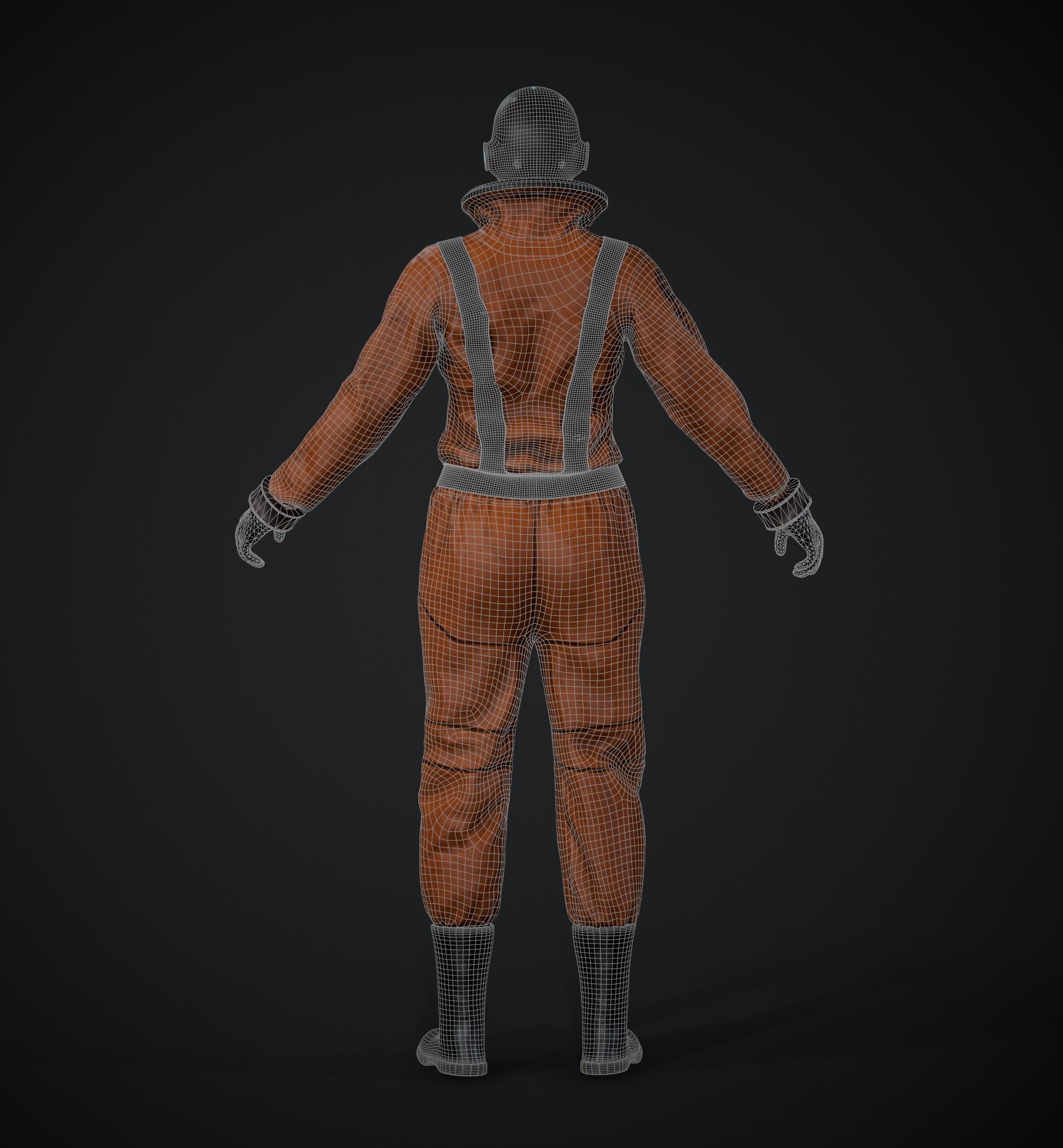 Space X Game Ready man in orange suit Low-poly 3D model_21