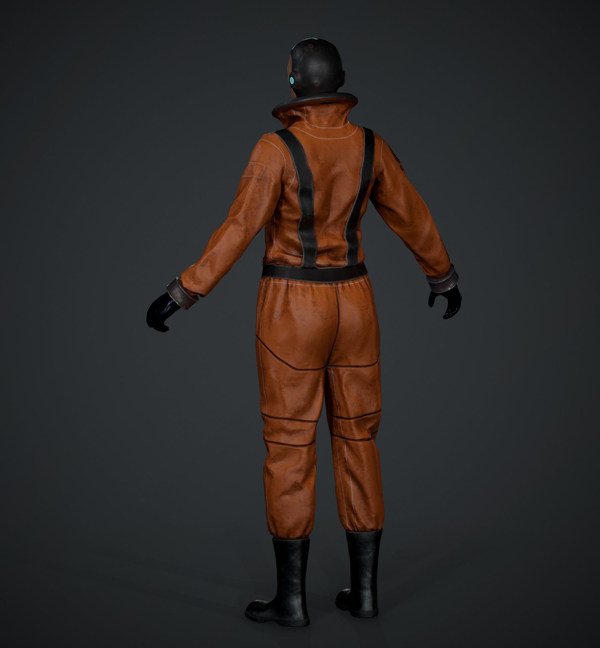 Space X Game Ready man in orange suit Low-poly 3D model_8