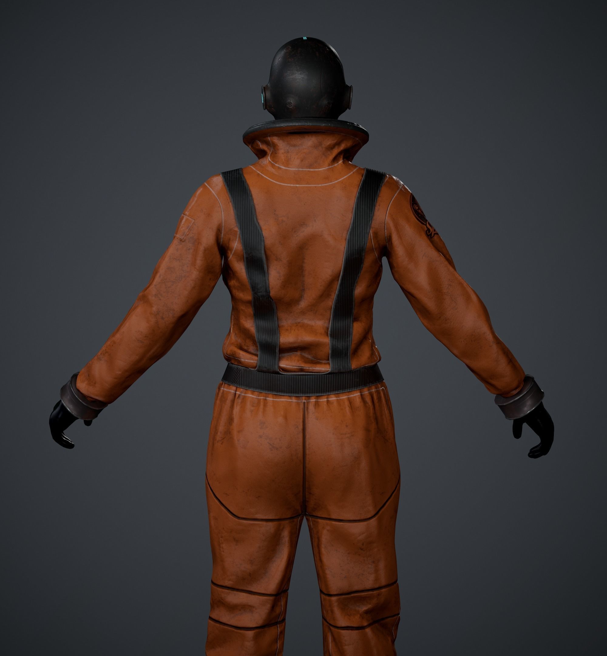 Space X Game Ready man in orange suit Low-poly 3D model_16