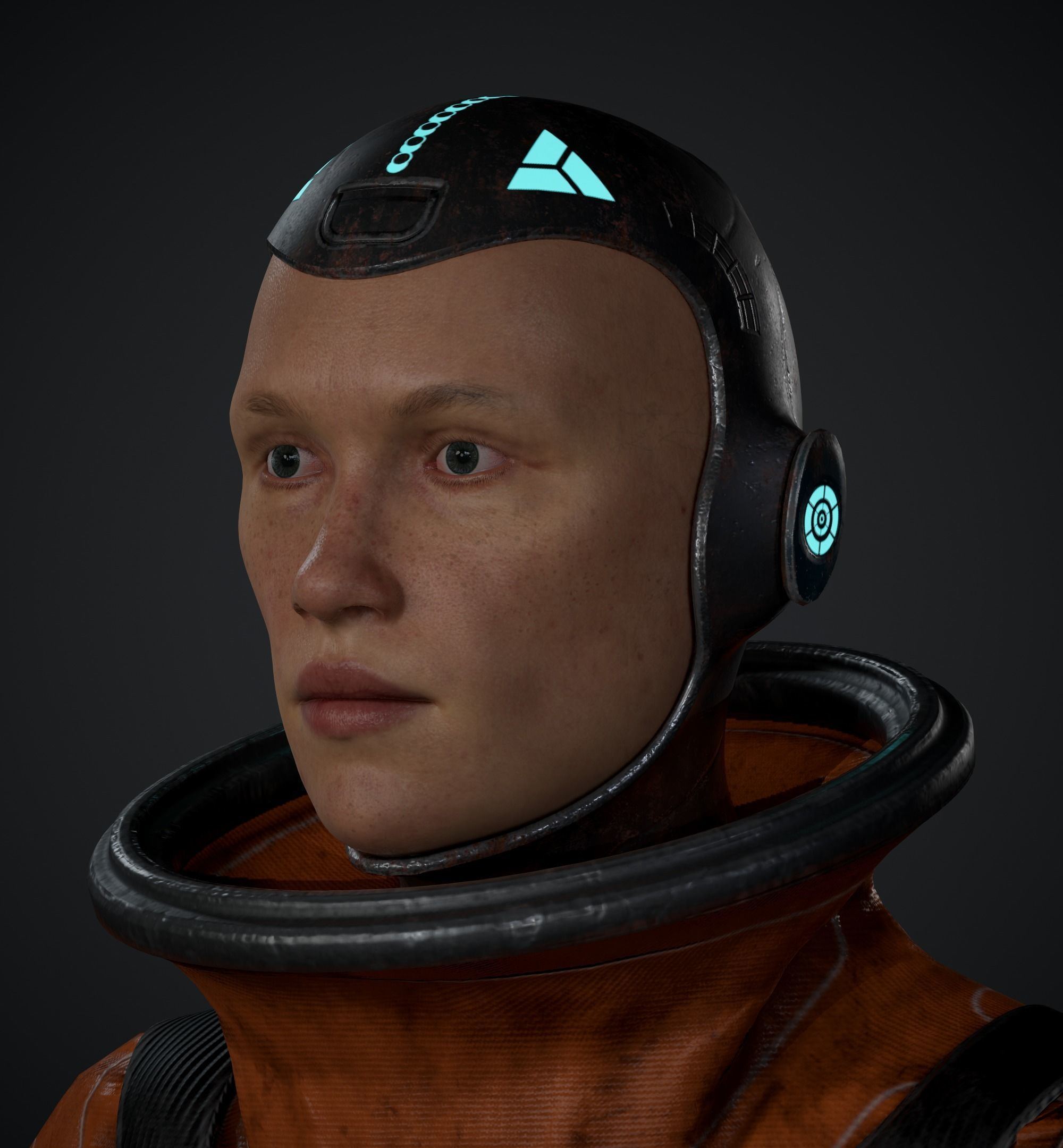 Space X Game Ready man in orange suit Low-poly 3D model_4