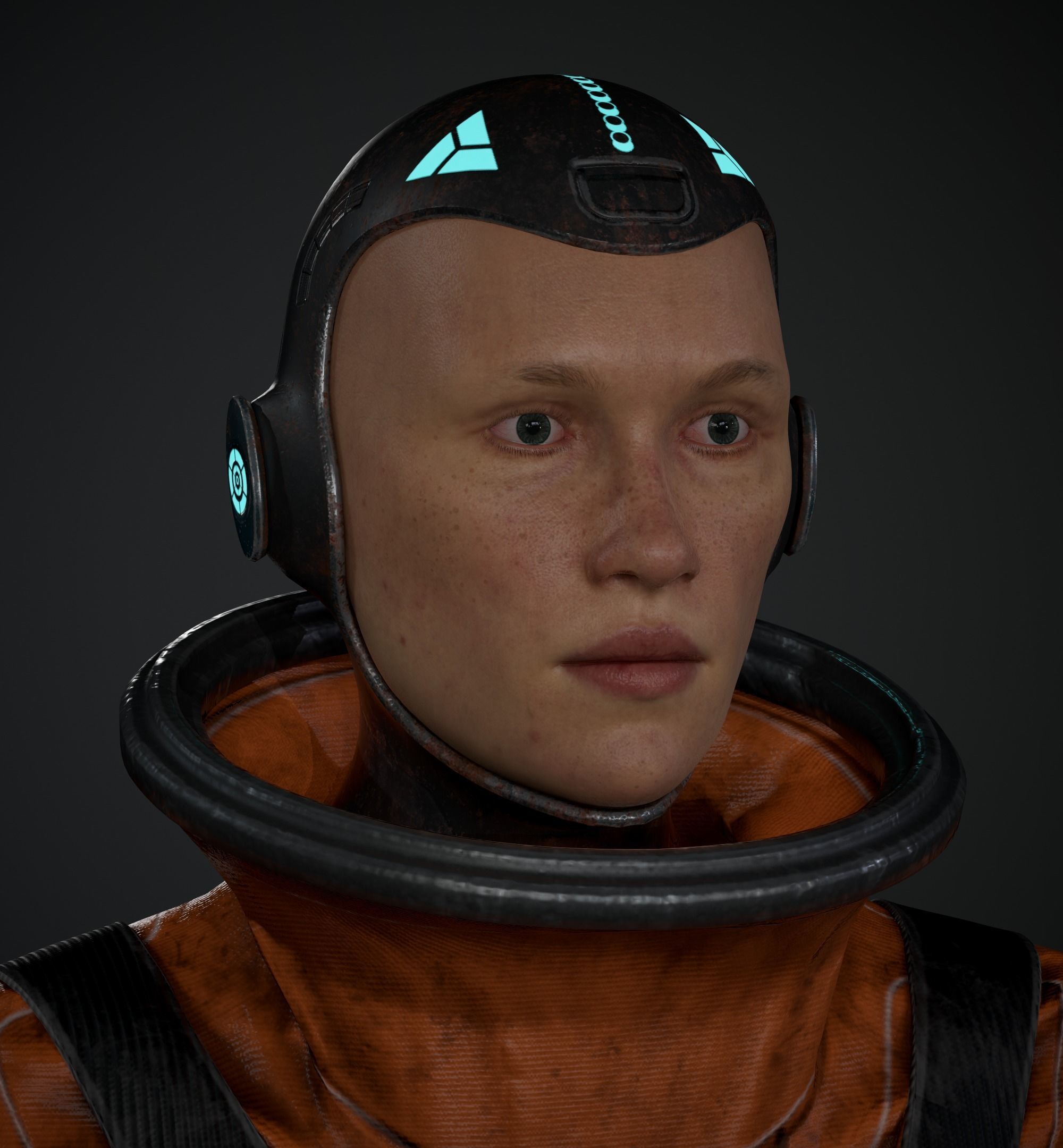 Space X Game Ready man in orange suit Low-poly 3D model_5