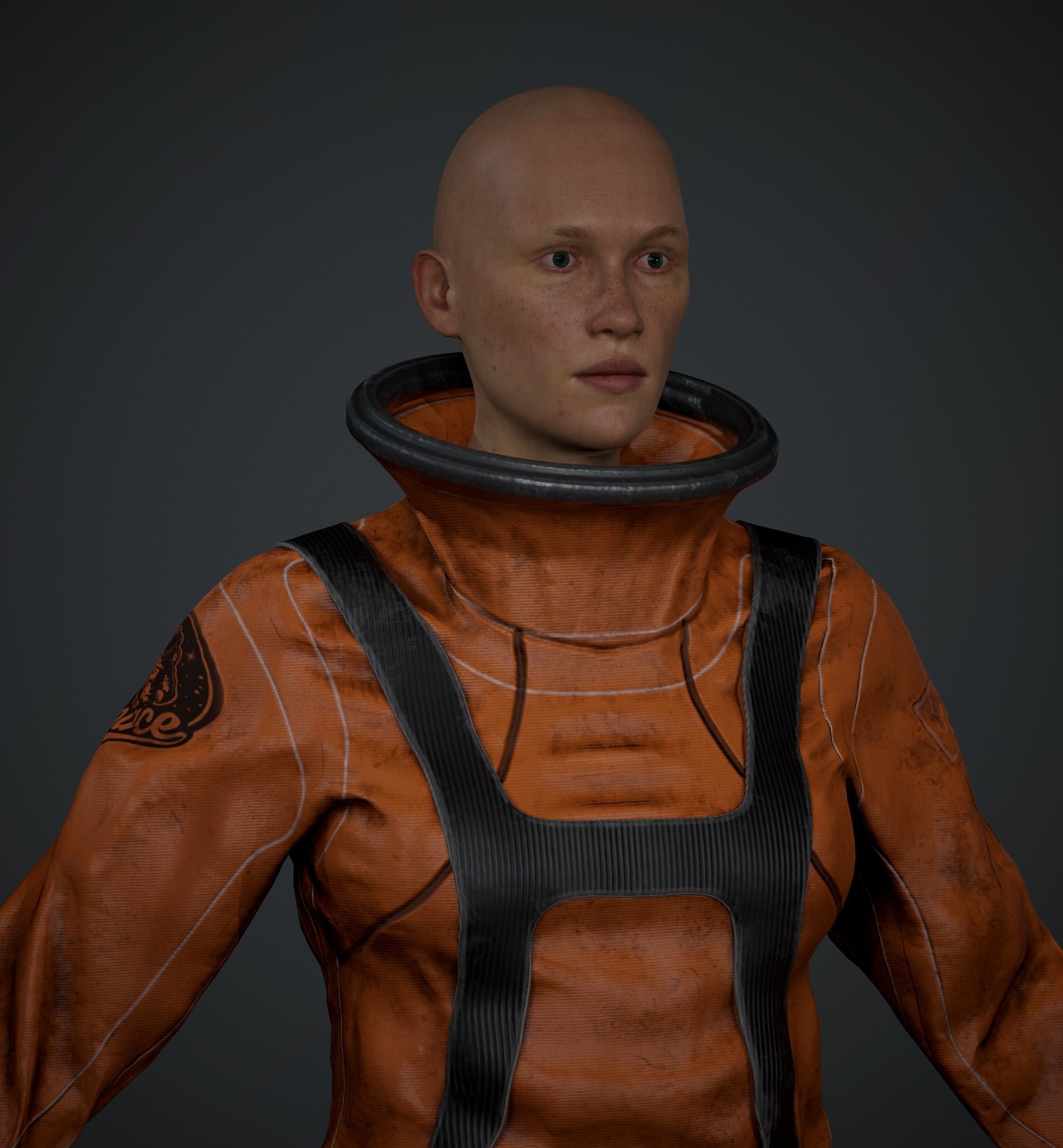 Space X Game Ready man in orange suit Low-poly 3D model_17