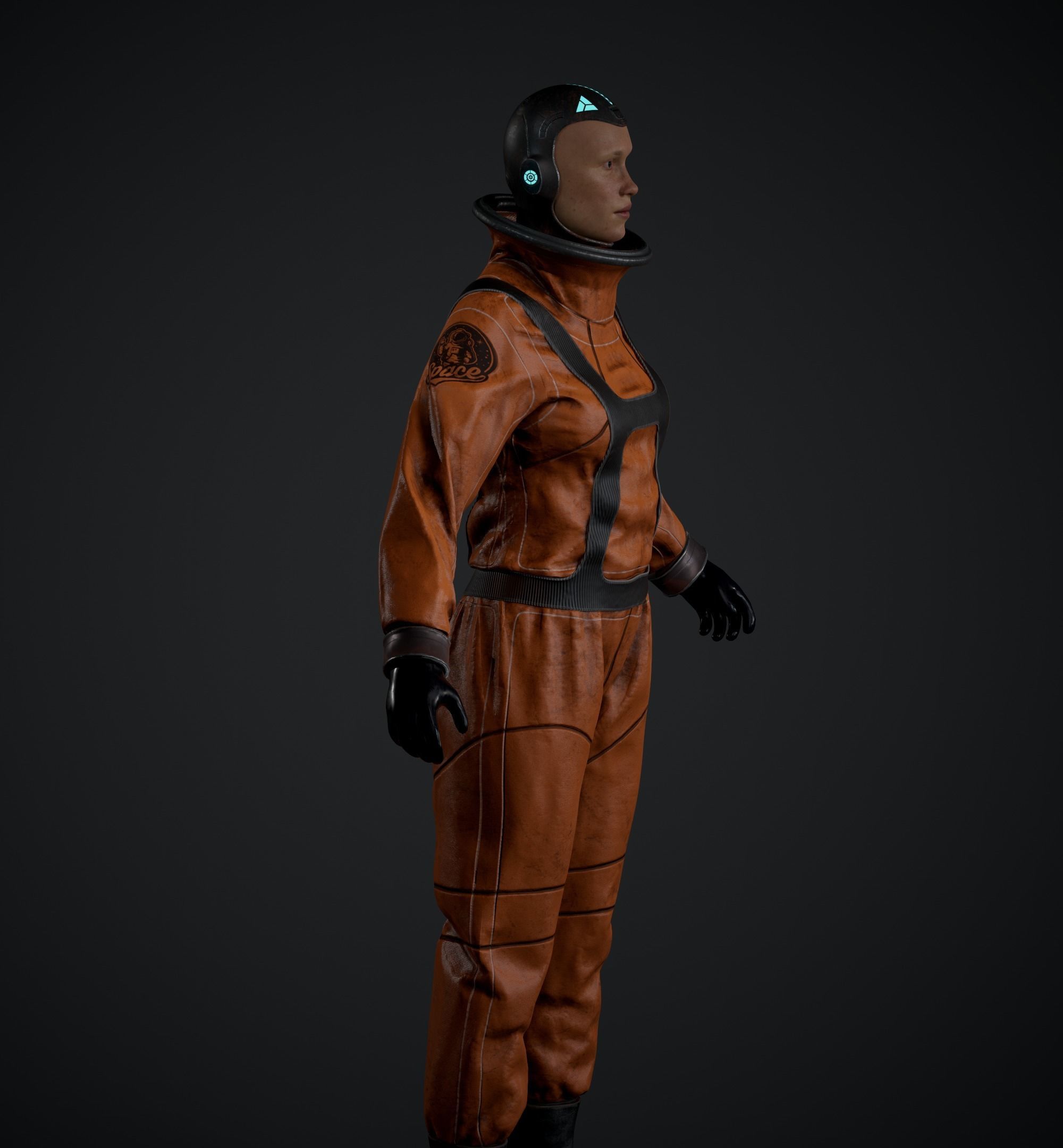 Space X Game Ready man in orange suit Low-poly 3D model_14