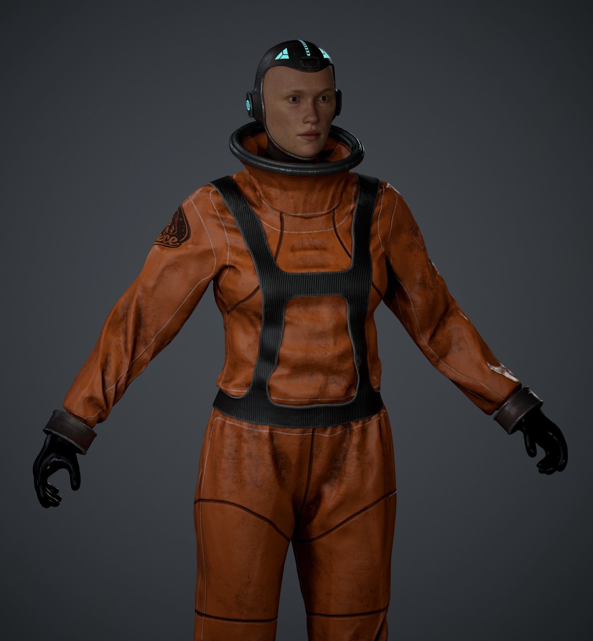 Space X Game Ready man in orange suit Low-poly 3D model_15