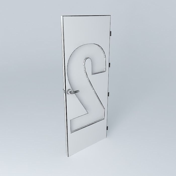3D door, very detail with glass,  lock and hinger. Free 3D model_4