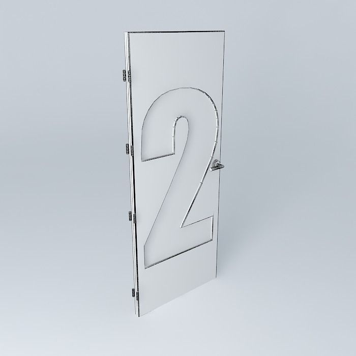 3D door, very detail with glass,  lock and hinger. Free 3D model_3
