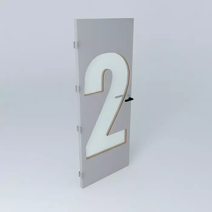 3D door, very detail with glass,  lock and hinger. Free 3D model_0