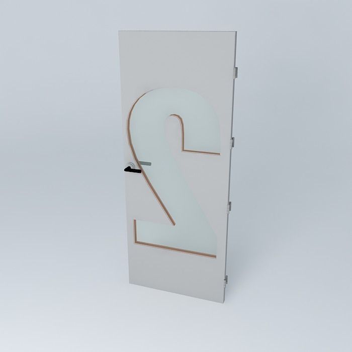 3D door, very detail with glass,  lock and hinger. Free 3D model_1
