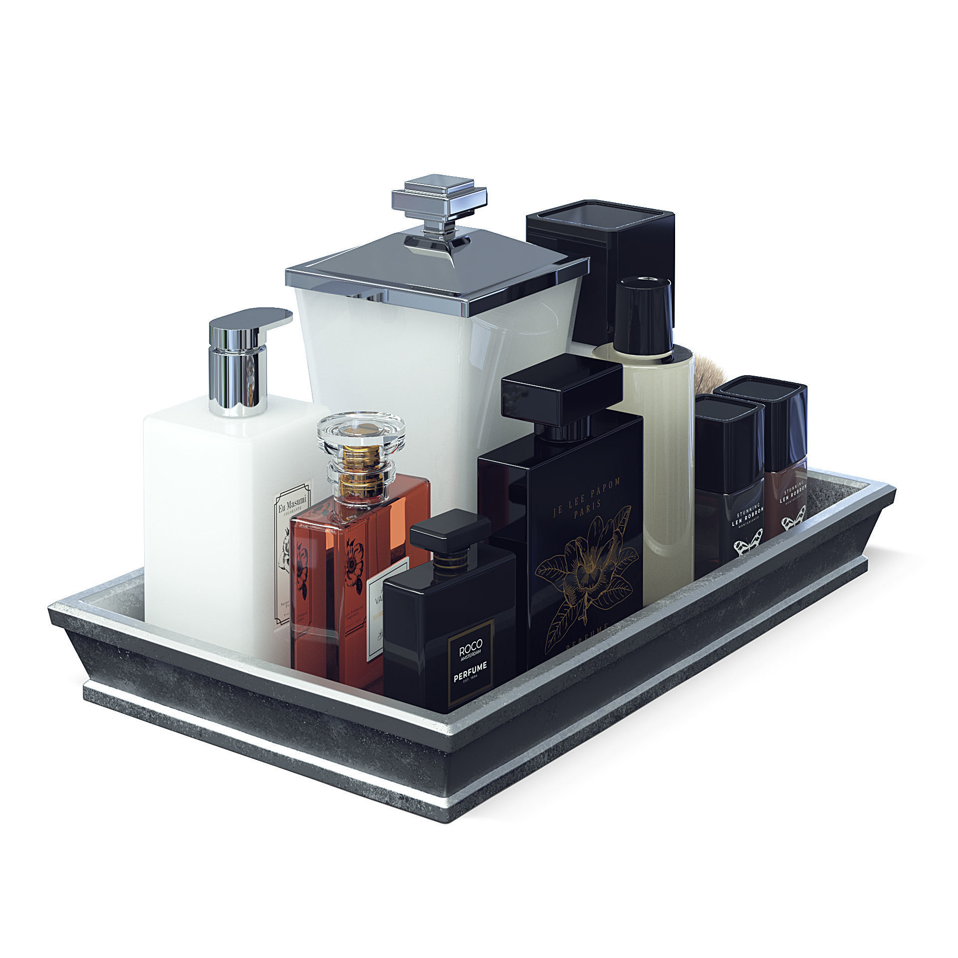 Cosmetics Set 3D Model bathroom vanity tray 3D model_1