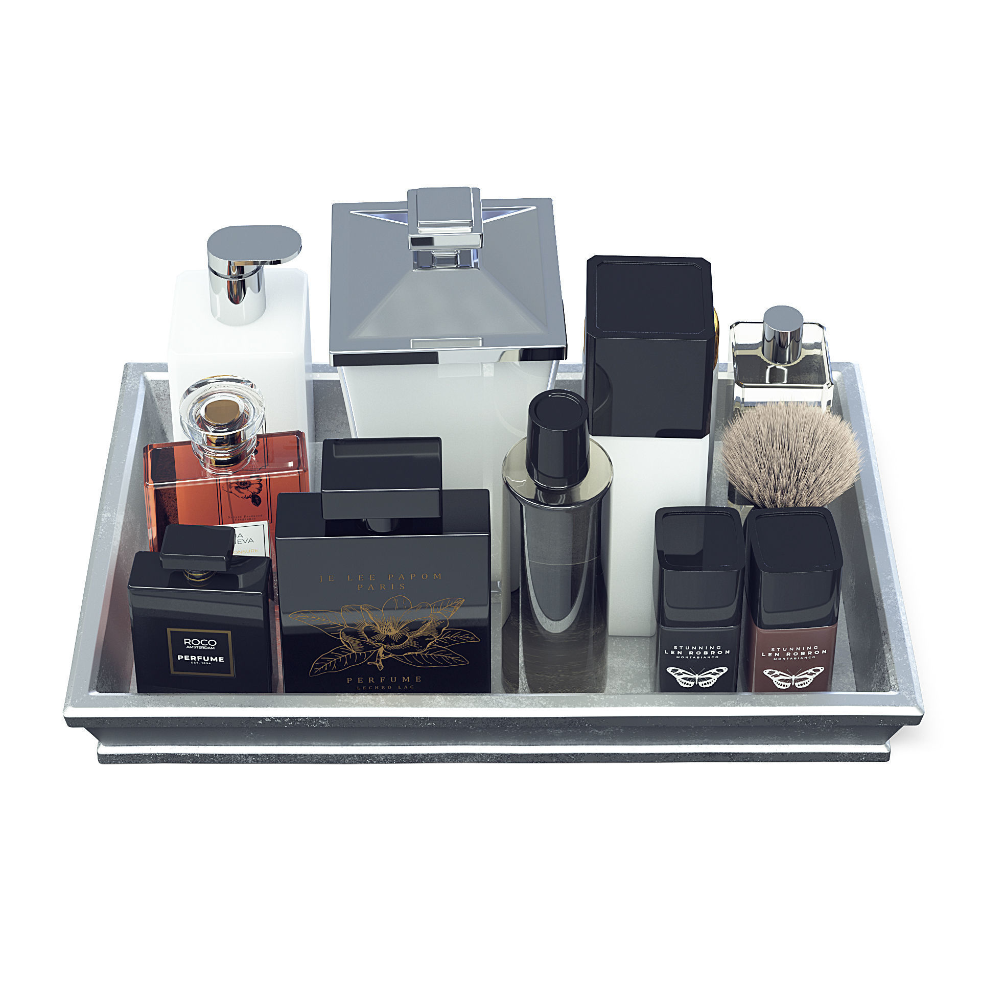 Cosmetics Set 3D Model bathroom vanity tray 3D model_2