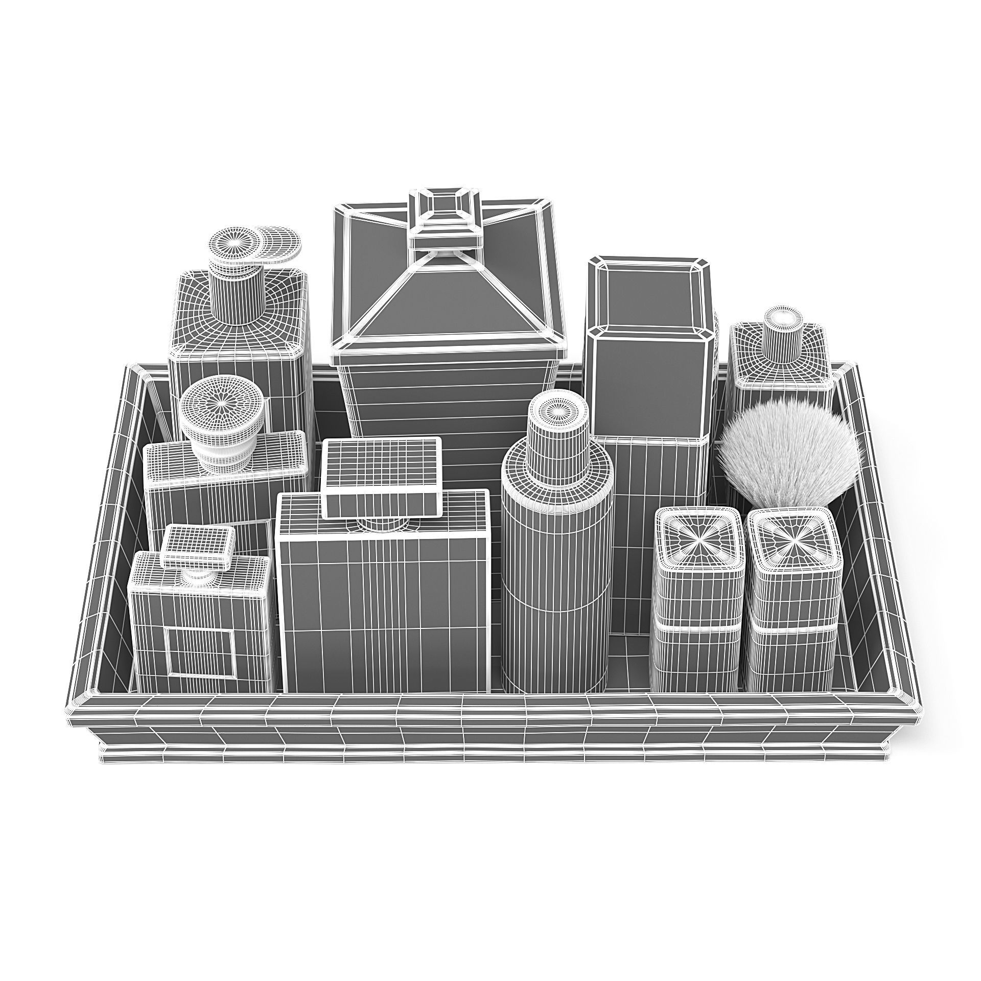Cosmetics Set 3D Model bathroom vanity tray 3D model_7