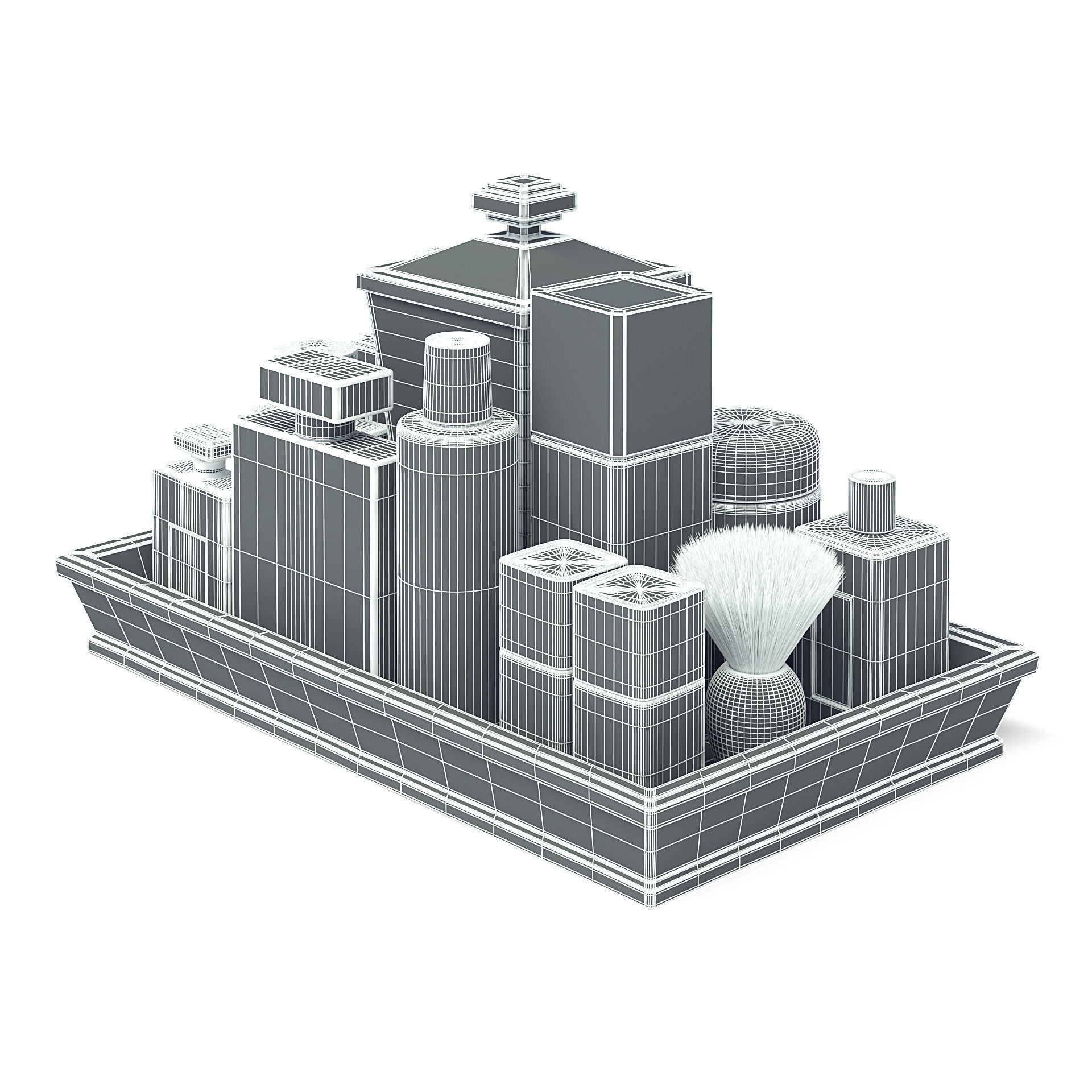 Cosmetics Set 3D Model bathroom vanity tray 3D model_4