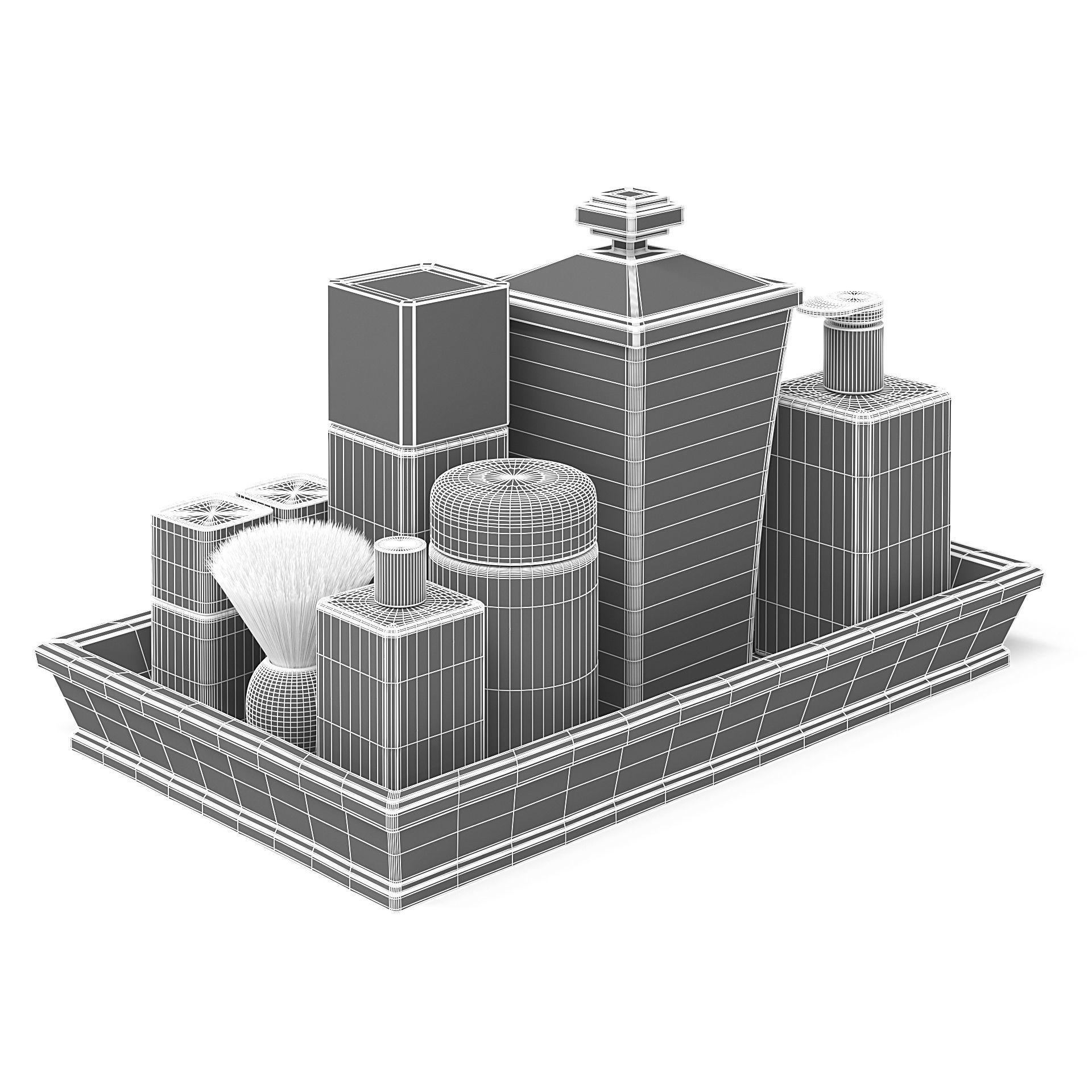 Cosmetics Set 3D Model bathroom vanity tray 3D model_6