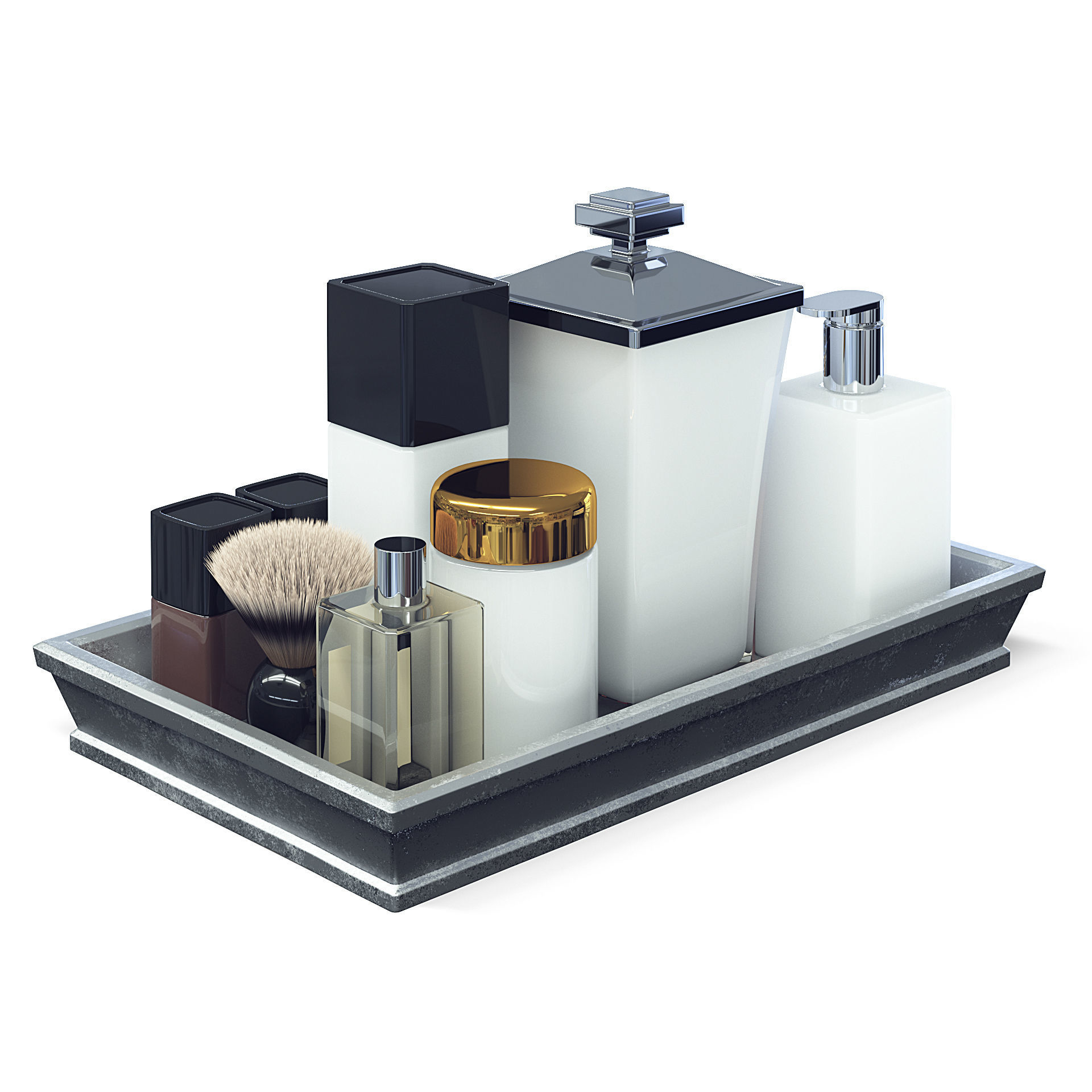 Cosmetics Set 3D Model bathroom vanity tray 3D model_3