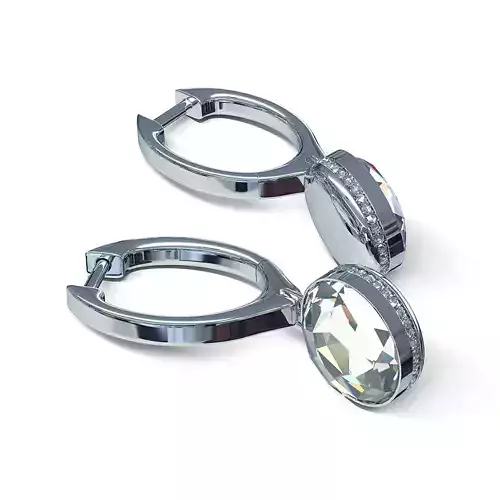 Earrings 3D Model swarovski crystal hoop