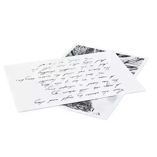Postcards 3D Model handwritten letter template